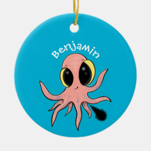 Niedlicher, freche Kraken-Cartoon Keramik Ornament