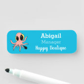 Niedlicher, freche Kraken-Cartoon Namensschild (Beispiel)