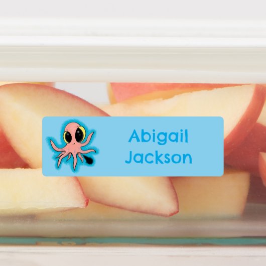 Niedlicher, freche Kraken-Cartoon personalisiert Etiketten (Befestigt)