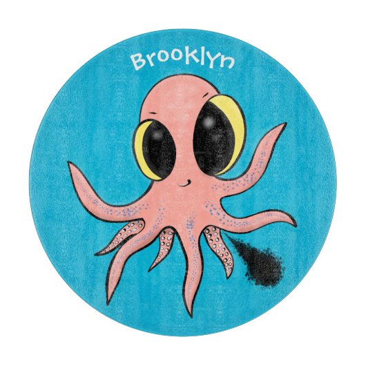 Niedlicher, freche Kraken-Cartoon Schneidebrett (Vorderseite)