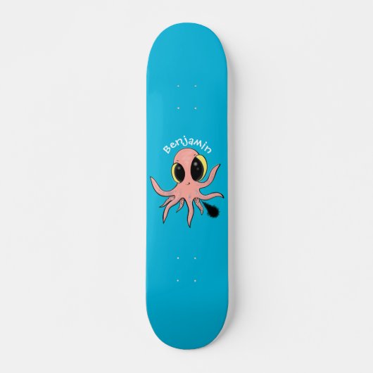 Niedlicher, freche Kraken-Cartoon Skateboard (Vorne)