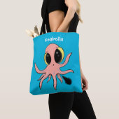 Niedlicher, freche Kraken-Cartoon Tasche (Von Nahem)
