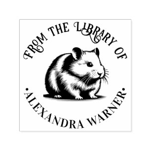 Niedlicher frecher Hamster Bibliotheksbuchname Permastempel