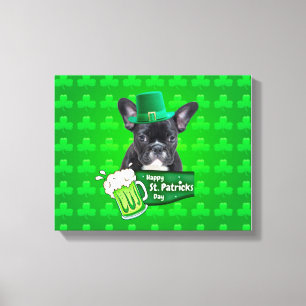 Niedlicher French Bulldog Welppy Hat St. Patrick D Leinwanddruck