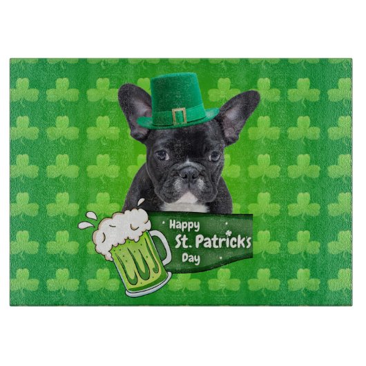Niedlicher French Bulldog Welppy Hat St. Patrick D Schneidebrett (Vorderseite)
