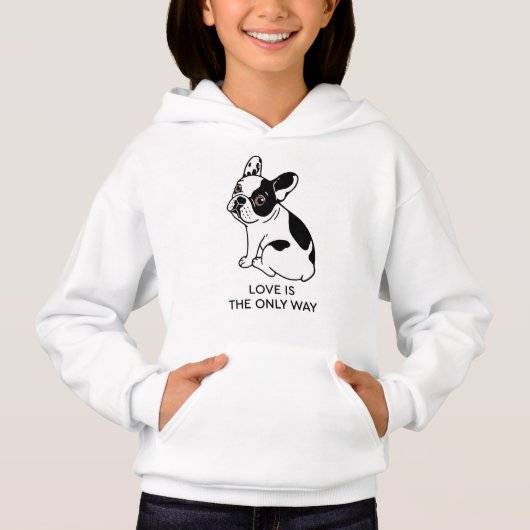 Niedlicher Frenchie weiß, dass Liebe die einzige Hoodie (Vorderseite)