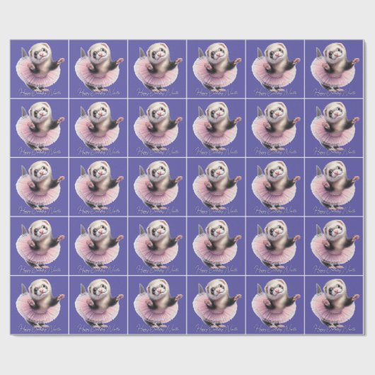 Niedlicher Frettchen im Ballett von Tutu Geschenkpapier (Flach)