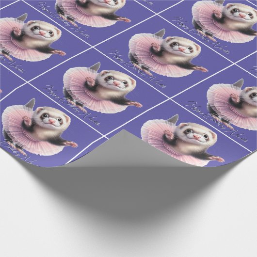 Niedlicher Frettchen im Ballett von Tutu Geschenkpapier (Ecke)