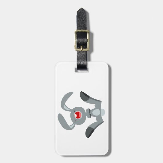 Niedlicher Freudenfahrer Cartoon Rabbit Gepäckmark Gepäckanhänger (Vorderseite vertikal)