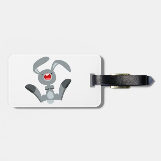 Niedlicher Freudenfahrer Cartoon Rabbit Gepäckmark Gepäckanhänger (Rückseite horizontal)