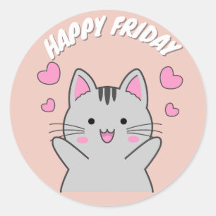NIEDLICHER FRIDAY CAT CLASSIC ROUND STICKER