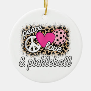 Niedlicher Frieden Liebe Pickleball Spieler Lustig Keramik Ornament