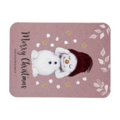 Niedlicher Friedlicher Schneemann Rosa Weihnachtsf Magnet (Horizontal)