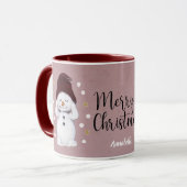 Niedlicher Friedlicher Schneemann Rosa Weihnachtsf Tasse (Vorderseite Links)
