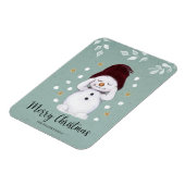 Niedlicher Friedlicher Schneemann Winter Blauer We Magnet (Linke Seite)