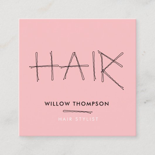 Niedlicher Friseur Black Pink Bobby Buttone Friseu Quadratische Visitenkarte (Vorderseite)