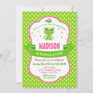 Niedlicher Frog Princess Einladung für ein Mädchen