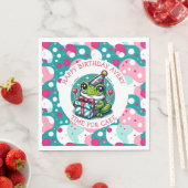 Niedlicher Frog Themed Girl's Personalisierter Geb Serviette (Beispiel)