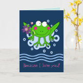 Niedlicher Frogg in Liebe mit benutzerdefiniertem  Karte (Gelbe Blume)
