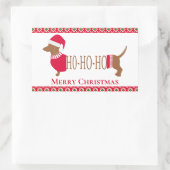 Niedlicher Frohe Weihnachts-Dackel Dackel Hund Rechteckiger Aufkleber (Tasche)