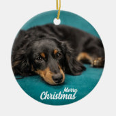 Niedlicher Frohe Weihnachtshunde Keramik Ornament (Vorne)