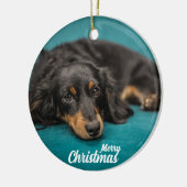 Niedlicher Frohe Weihnachtshunde Keramik Ornament (Links)