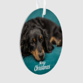 Niedlicher Frohe Weihnachtshunde Keramik Ornament (Vorderseite)