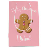 Niedlicher Frohe Weihnachtsmann personalisiert Mittlere Geschenktüte (Vorderseite)