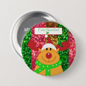 Niedlicher Frohe Weihnachtsmoose-Button "Feliz Nav Button (Vorne & Hinten)