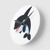 Niedlicher froher Cartoon Killer Whale Wall Clock Runde Wanduhr (Winkel)