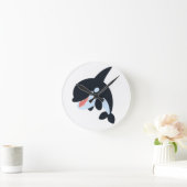 Niedlicher froher Cartoon Killer Whale Wall Clock Runde Wanduhr (Zuhause)