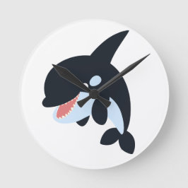 Niedlicher froher Cartoon Killer Whale Wall Clock Runde Wanduhr