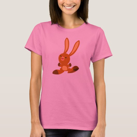 Niedlicher froher Cartoon Rabbit Women T - Shirt (Vorderseite)