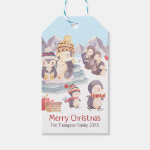 Niedlicher froher Weihnachts-Penguin-Familie Schne Geschenkanhänger