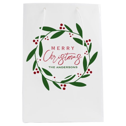 Niedlicher froher Weihnachtskranz Mittlere Geschenktüte (Vorderseite)