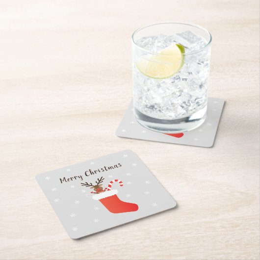 Niedlicher froher Weihnachtsmann in einem roten St Rechteckiger Pappuntersetzer (Vor Ort)