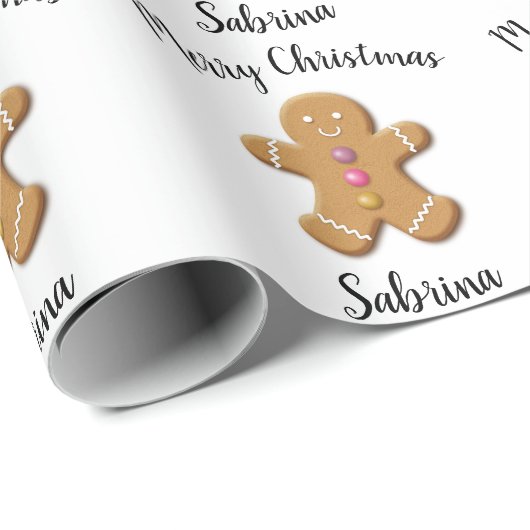 Niedlicher froher Weihnachtsmann personalisiert Geschenkpapier (Rolleneckpunkt)