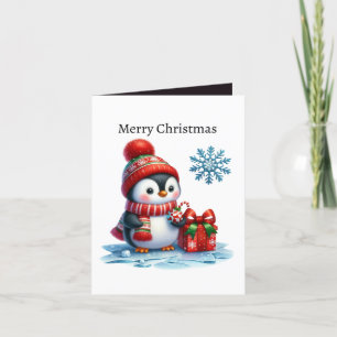 Niedlicher froher Weihnachtspenguin Feiertagskarte