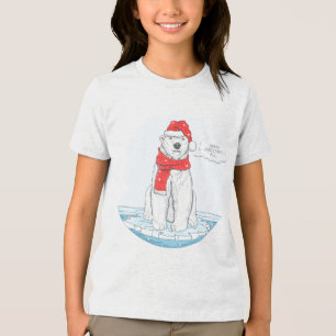 Niedlicher froher Weihnachtspolarbär Tri-Blend Shirt