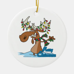 niedlicher, fröhlicher, alberner Weihnachtsmoose Keramik Ornament