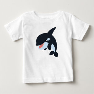 Niedlicher fröhlicher Cartoon-Mörder-Wal-Baby-T - Baby T-shirt