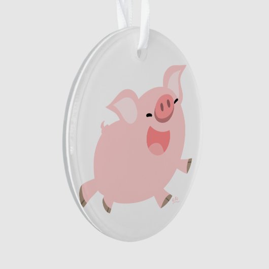 Niedlicher fröhlicher Cartoon Pig Acrylschmuck Ornament (Vorderseite)