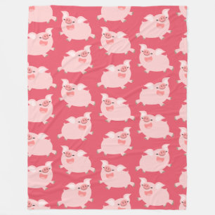 Niedlicher fröhlicher Cartoon Schweinepattern Fleecedecke