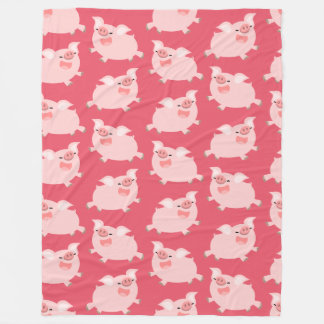 Niedlicher fröhlicher Cartoon Schweinepattern Fleecedecke