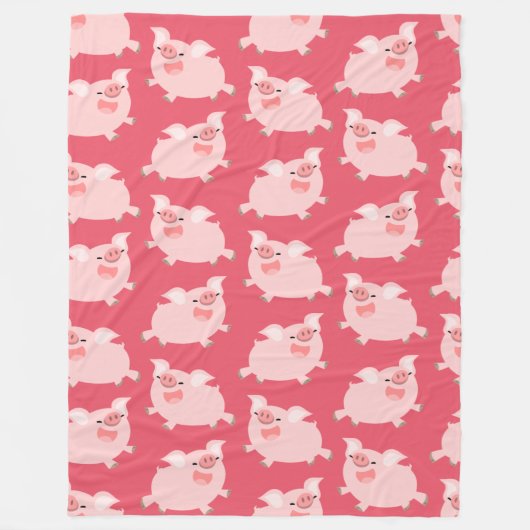Niedlicher fröhlicher Cartoon Schweinepattern Fleecedecke (Vorderseite)