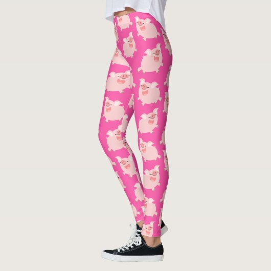 Niedlicher fröhlicher Cartoon Schweinepattern Leggings (Links)
