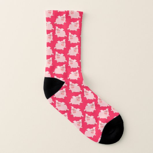 Niedlicher fröhlicher Cartoon Schweinepattern Socken (Links - Innen)