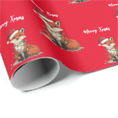 Niedlicher fröhlicher roter Fuchs Weihnachtsbaum Z Geschenkpapier (Rolleneckpunkt)