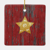 Niedlicher, fröhlicher Schneemannbaum Keepake Keramikornament (Rückseite)