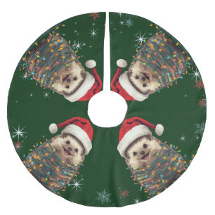 Niedlicher fröhlicher Stachelschwein-Weihnachtsbau Polyester Weihnachtsbaumdecke